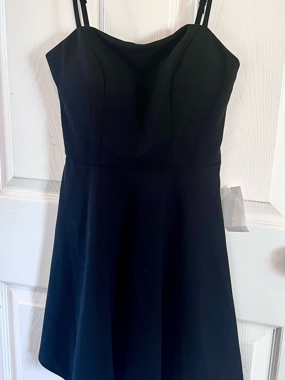 B. Smart Black A-Line Mini Dress with Double Spaghetti Straps